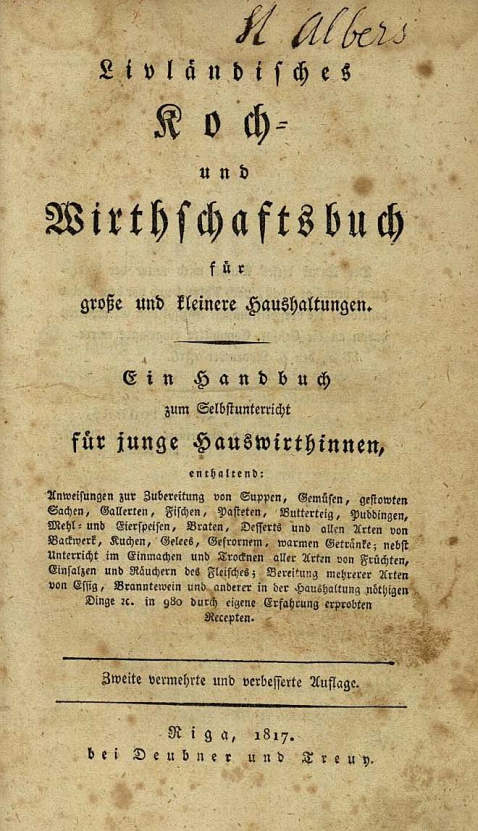 Fehre, C. - Livländisches Koch- und Wirthschaftsbuch