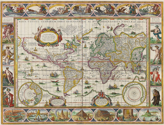 Welt und Kontinente - Weltkarte und 4 Erdteilkarten.