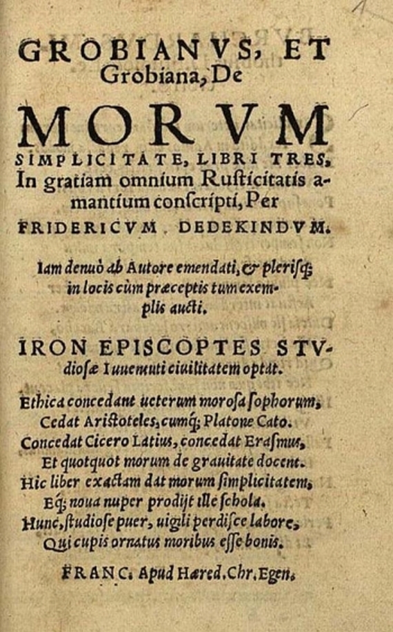 Fridrich Dedekind - Grobianus et Grobiana. 1558