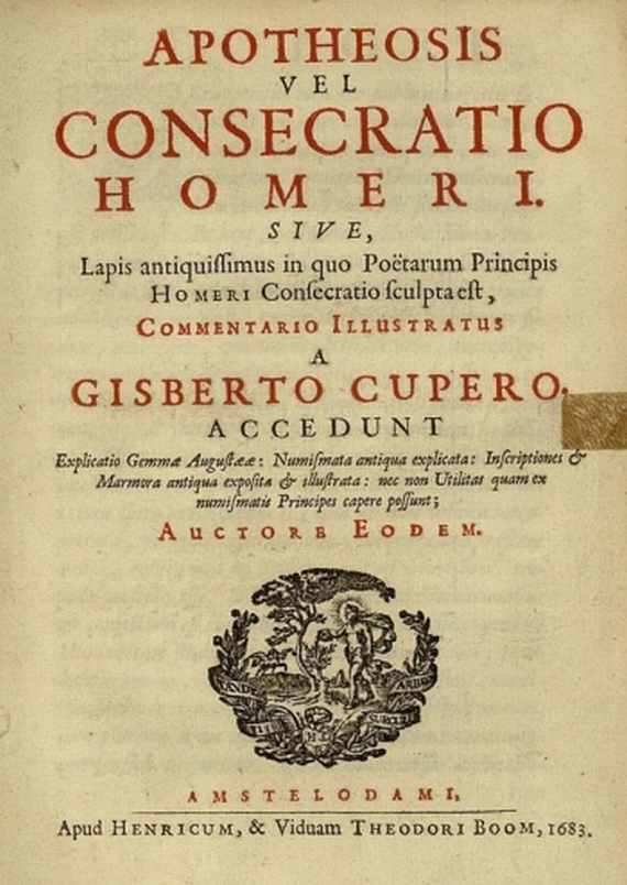Numismatik - Cuper, G., Apotheosis vel consecratio homeri. 1683.