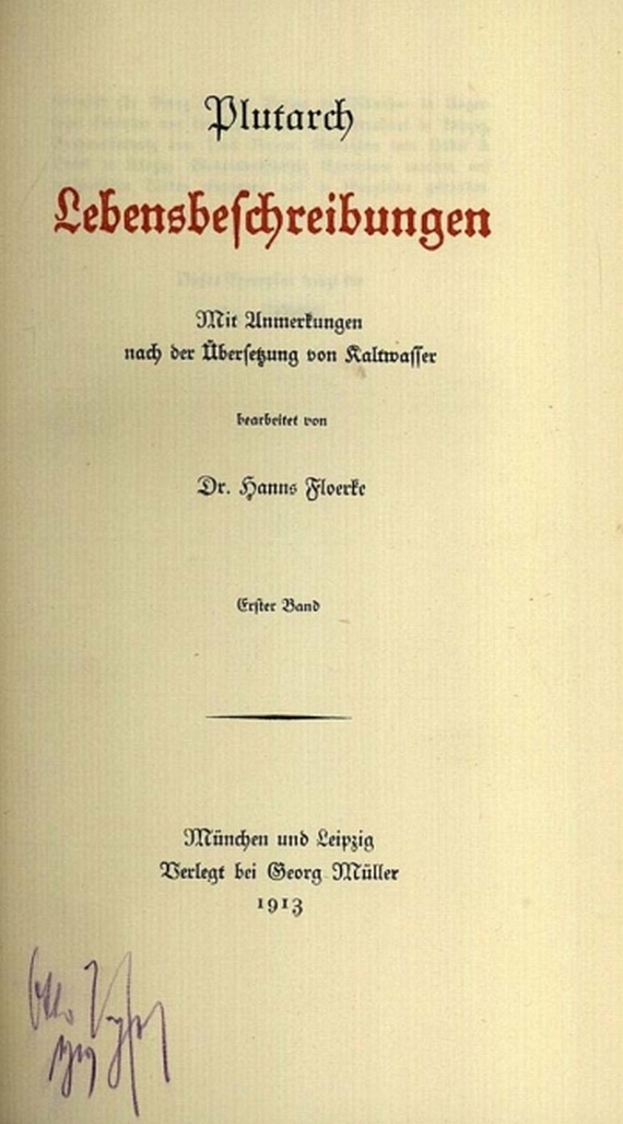 Plutarch - Lebensbeschreibungen. 6 Bde. 1913