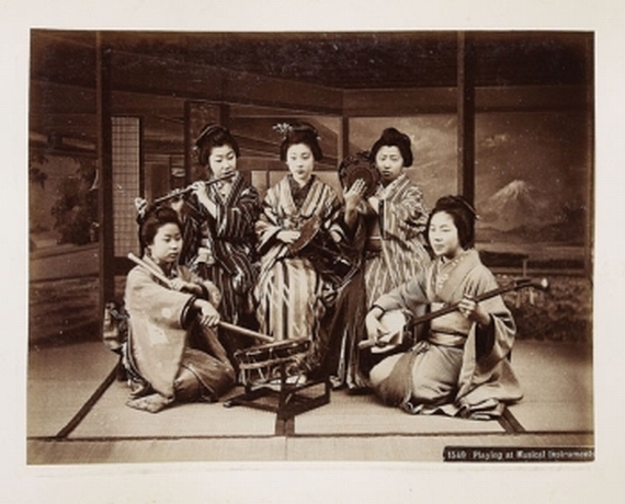 Japanische Photographie - Album japanische Photographie, Halblederablbum. Um 1890