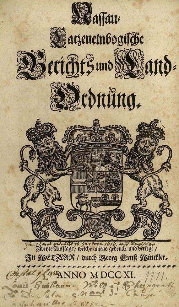 Nassau-Katzenelnbogensche Landesordnung - 20 Nassau Katzenelnbogische... 1711