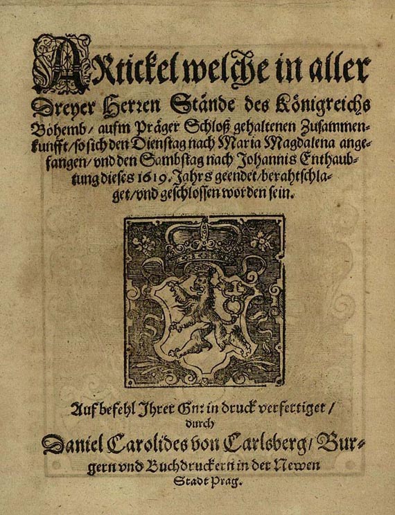 Dreißigjähriger Krieg - Artickel welche in aller. 1619
