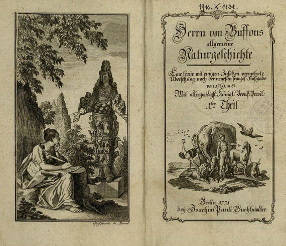Buffon, G. L. L. de - Buffon, Naturgeschichte, 7 Teile in 3 Bde. 1771