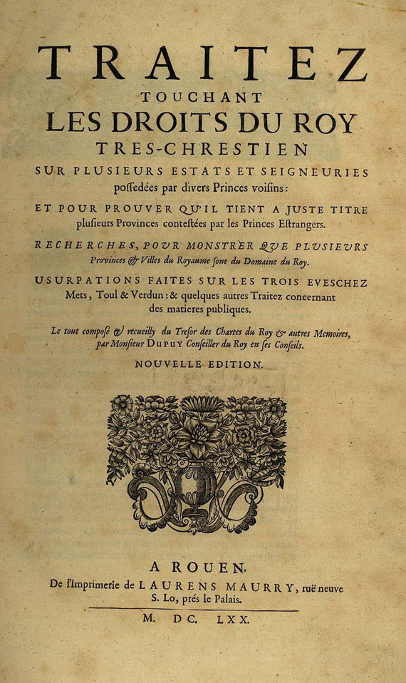 Dupuy, P. - Les droites du roy, 1670.