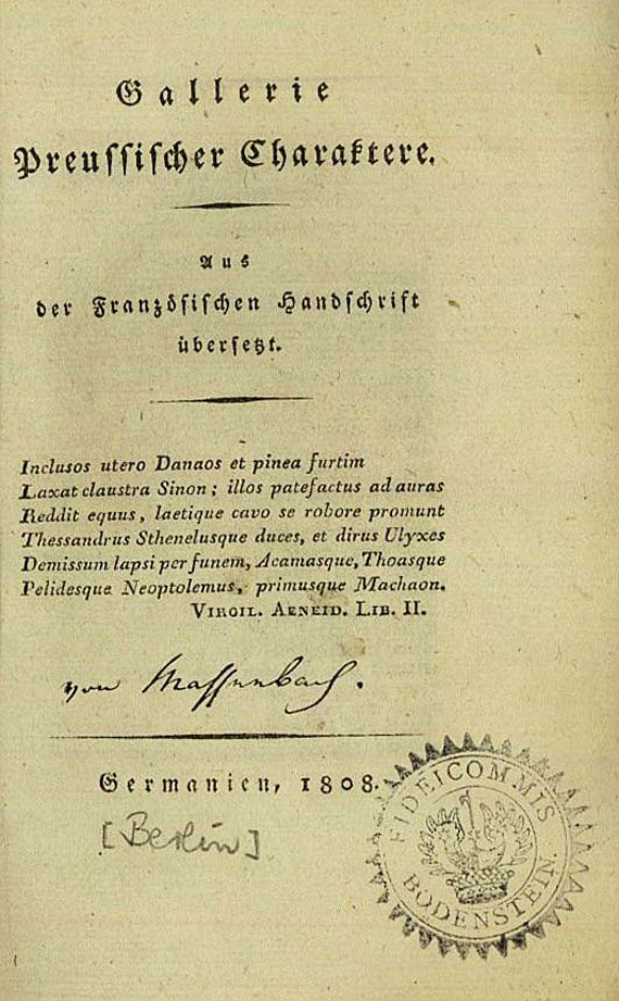 Christian von Massenbach - Preussischer Charaktere, 1808. [29]