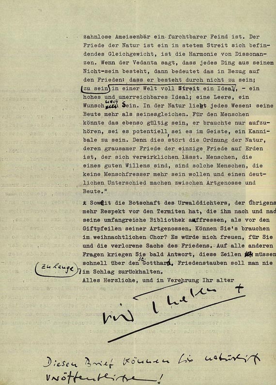 Albert Vigoleis Thelen - Masch. Brief an Zimmermann. 1954.