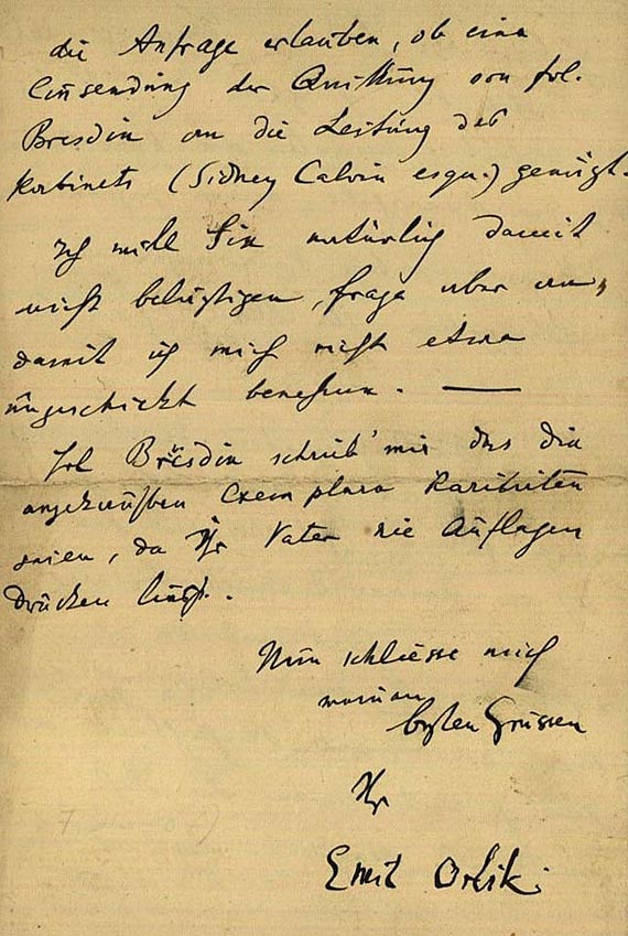 Emil Orlik - Eigh. Brief an Dogson. 1903.