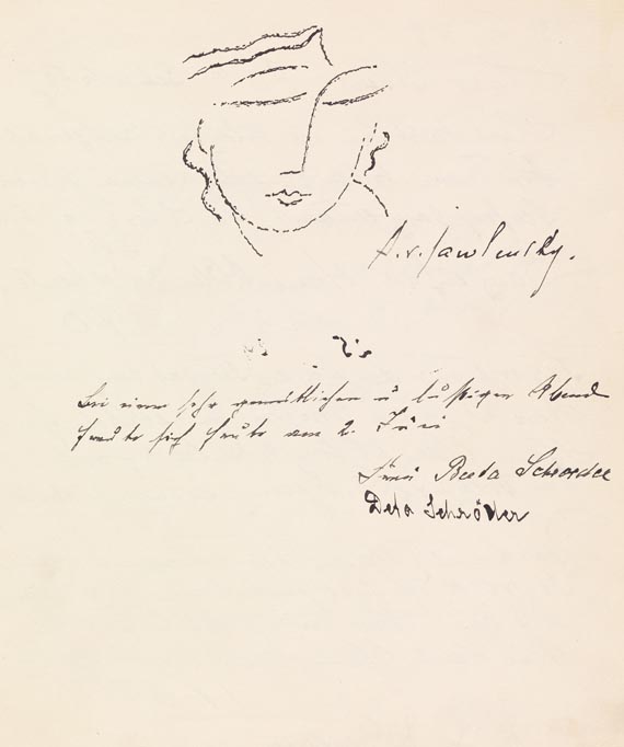 Alexej von Jawlensky - Gästebuch Haus Borgmann mit Skizze von Jawlensky, 1929