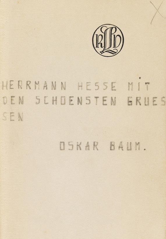 Oskar Baum - Das Volk des harten Schlafes. 1937 (Mit eigh. Widmung)