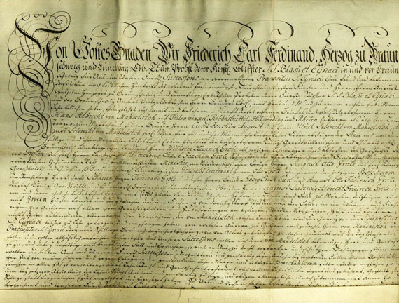  Friedrich K. F. von Braunschwe - Urkunde mit eigh. Unterschrift. 1783.