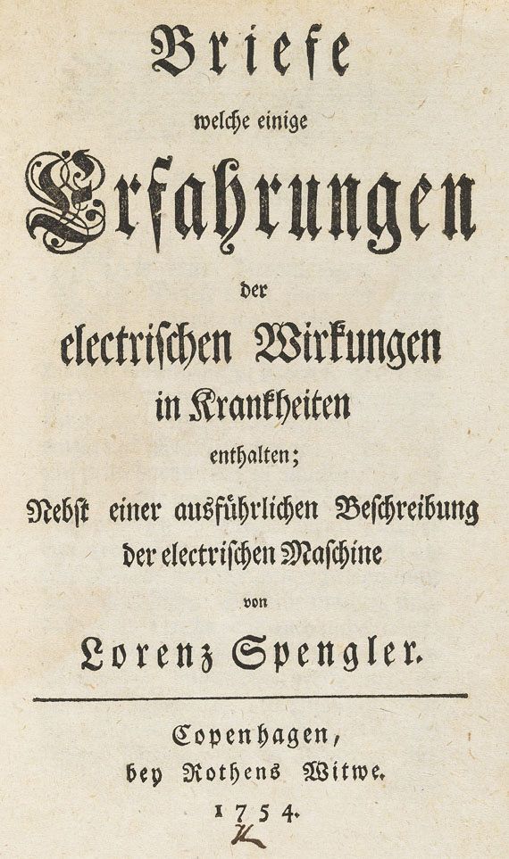 Lorenz Spengler - Erfahrungen der elektrischen Wirkungen. 1754. - Weitere Abbildung