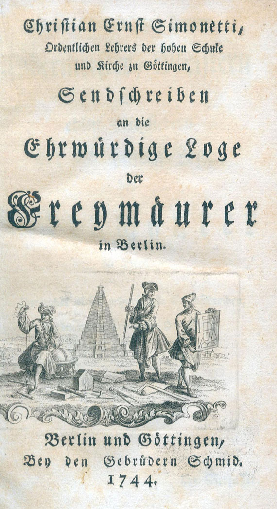 Freimaurer - C. E. Simonetti, Sendschreiben an die Ehrwürdige Loge. 1744