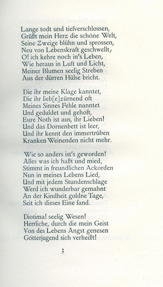 Briefe der Diotima - Hölderin, F., Die Briefe der Diotima. 1920 - 2 Beigaben.