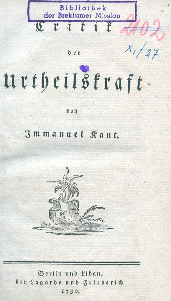 Immanuel Kant - Critik der Urteilskraft. 1790. Über eine Entdeckung. 1790.