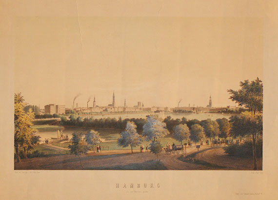 Hamburg - 4 Bll. Hamburg-Panoramen. 1860.