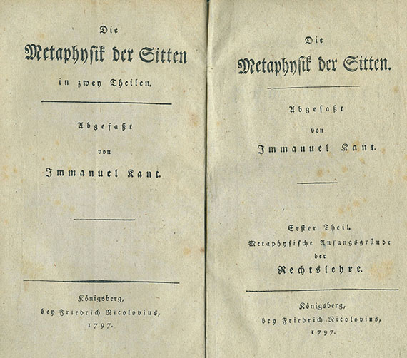 Immanuel Kant - Metaphysiche Anfangsgründe der Rechtslehre. 1797 - Dabei: Ders., Logik. 1800