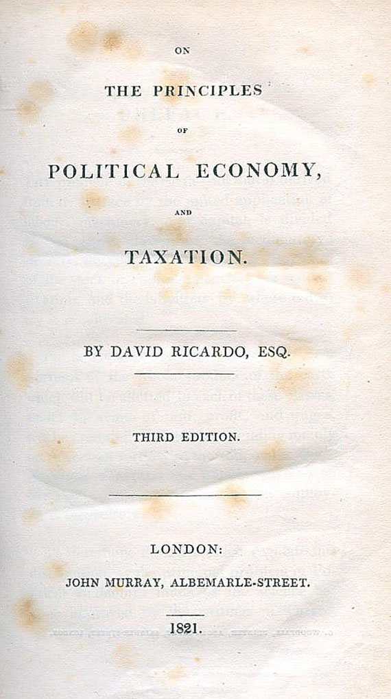 David Ricardo - The principles of political economy. 1821