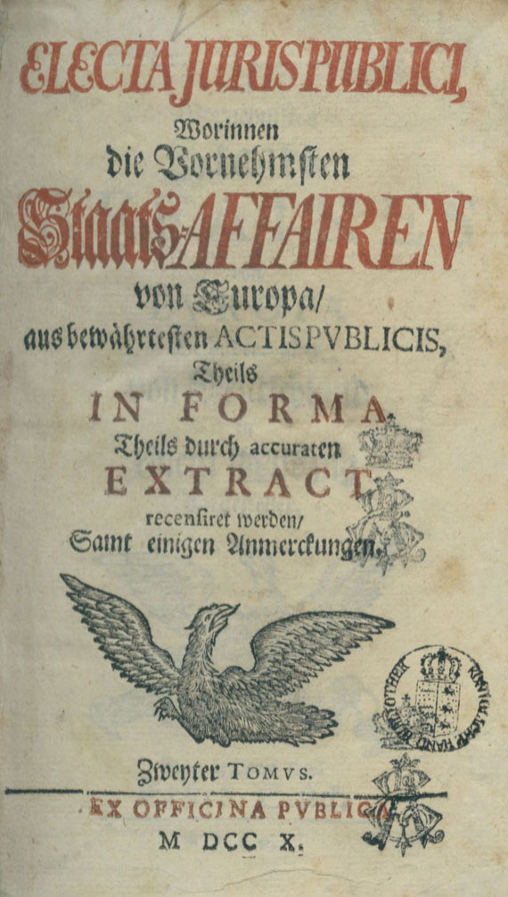 Electa juris publici - Electa juris publici. 1710-15. 6 Bde (von 7).