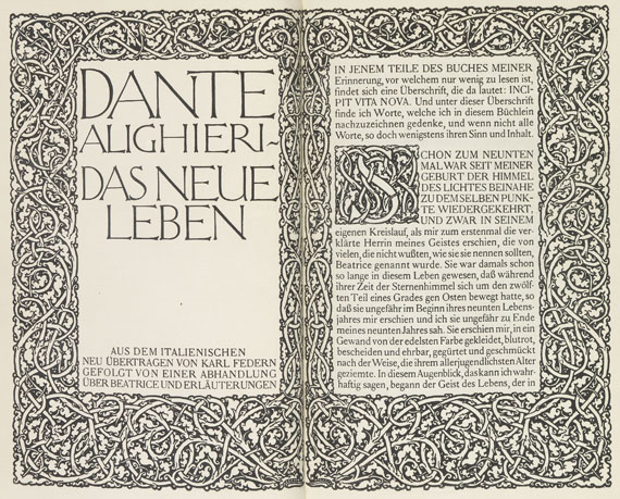 Marcus Behmer - Dante, Das neue Leben. 1921.