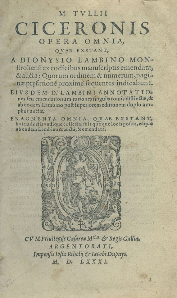 Marcus Tullius Cicero - Opera omnia. Tl. 1 (von 9). 1581