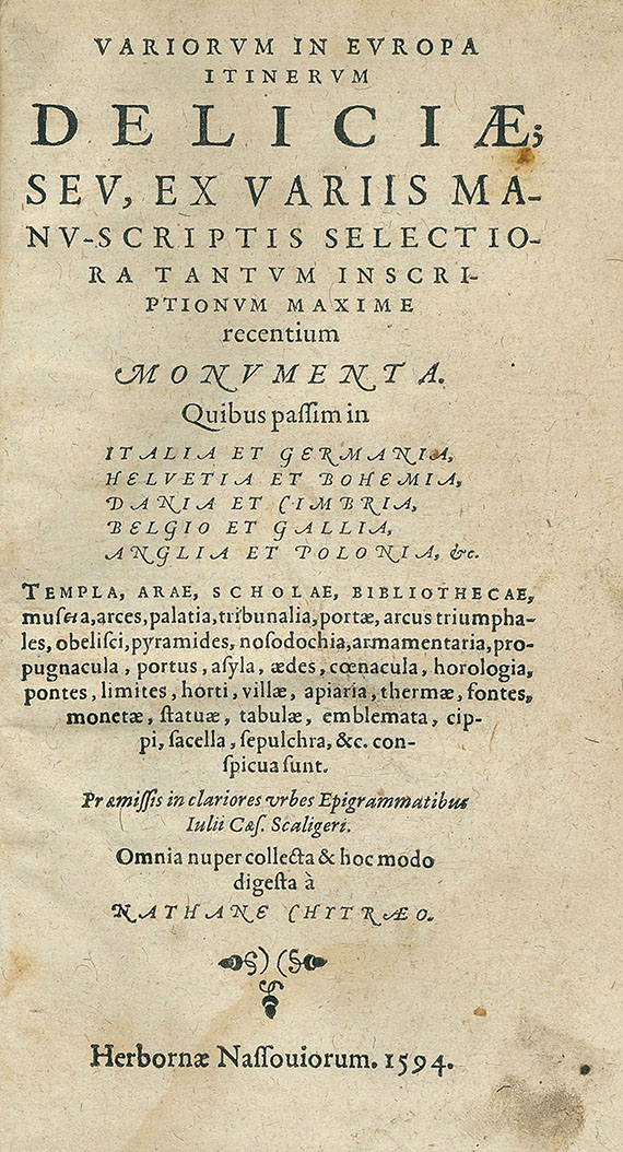 Nathan Cyträus - Variorum in Europa itinerum deliciae. 1594.