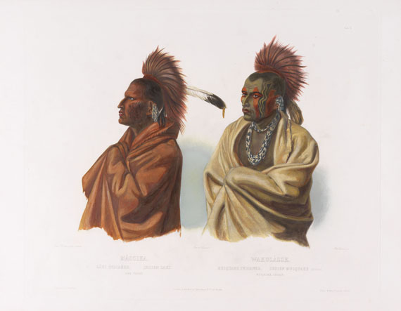 Indianer - 1 Bl. Indianerporträts Massika + Wakusasse (Bodmer).