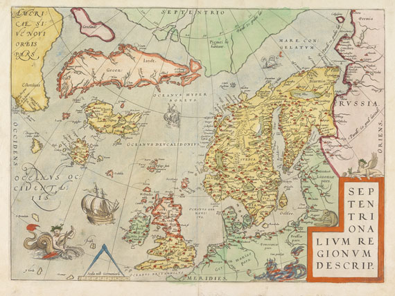 Nordeuropa - 1 Bl. Septentrionalium regionum descrip. (Ortelius).