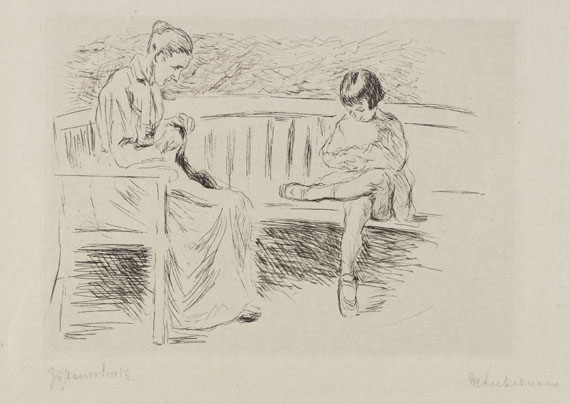 Liebermann - Wärterin mit Kind auf einer Gartenbank