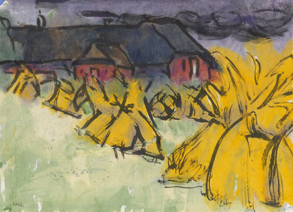 Emil Nolde - Bauernhof mit Korndiemen