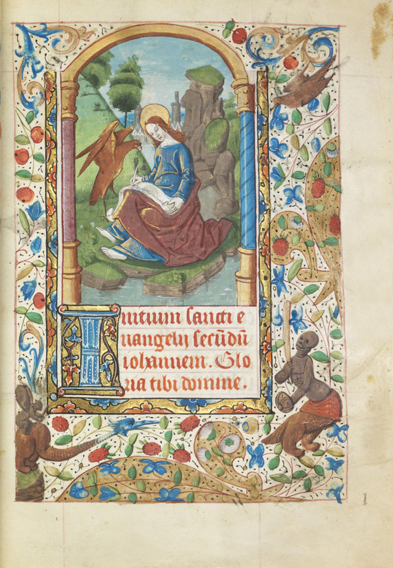 Lateinisches Stundenbuch - Pergamentmanuskript Troyes, um 1480.