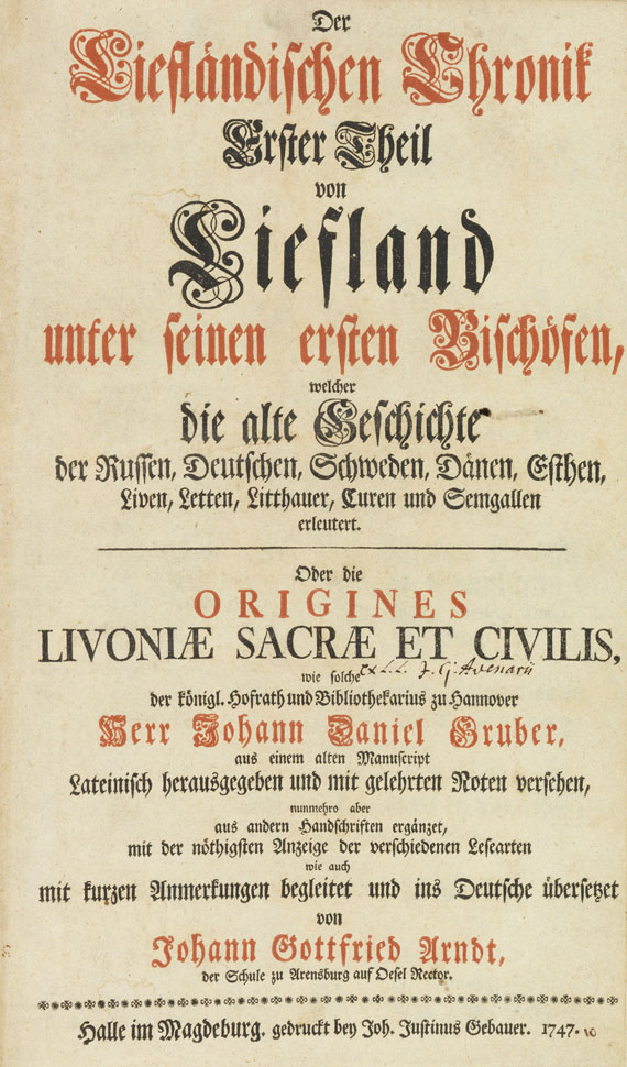 Johann Arndt - Der Liefländischen Chronik Erster Theil