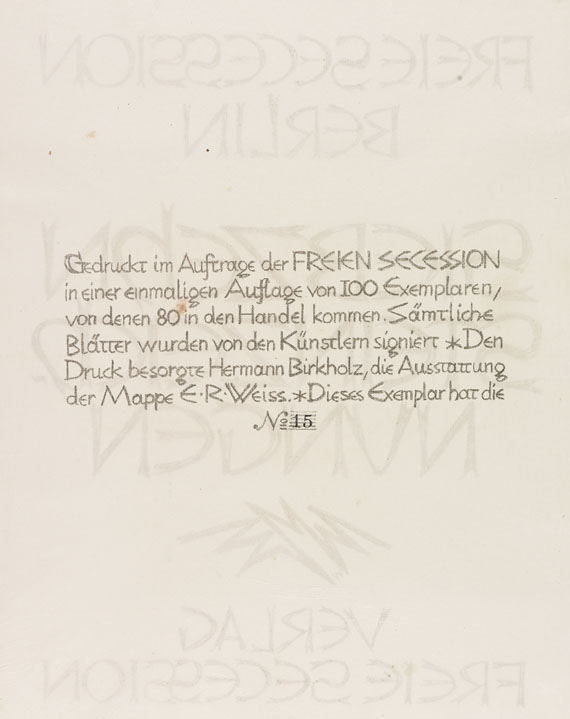   - Freie Secession Berlin, Siebzehn Steinzeichnungen - Weitere Abbildung