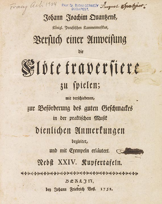 Johann Joachim Quantz - Versuch einer Anweisung die Flöte traversiere zu spielen - Weitere Abbildung