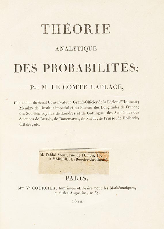 Pierre-Simon Laplace - Théorie analytique des probabilités