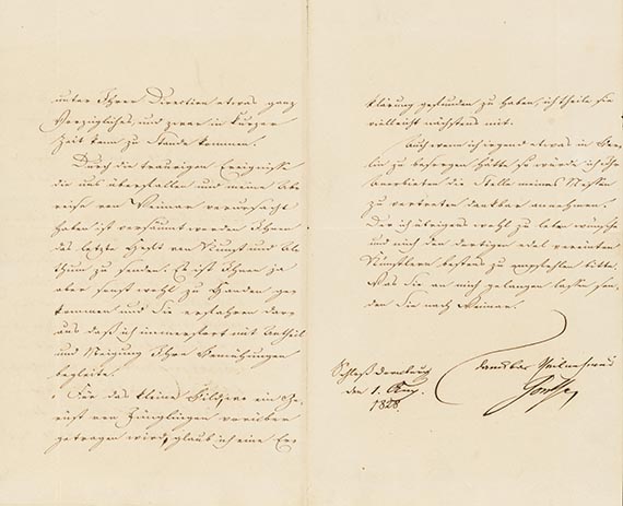 Johann Wolfgang von Goethe - Brief von Schreiberhand an W. J. C. Zahn.  3 S.