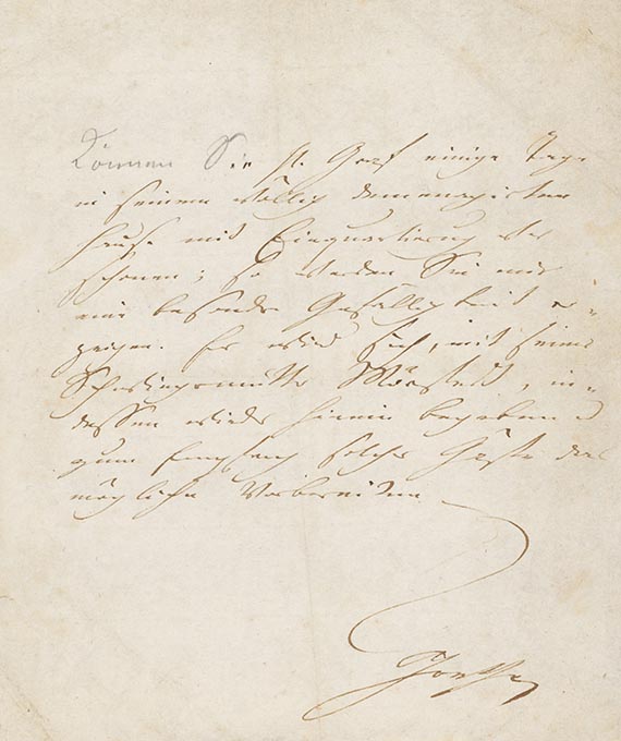 Johann Wolfgang von Goethe - Eigh. Brief an Baron G. A. von Dentzel (?). 1 S.