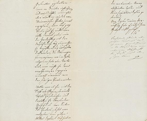 Johann Wolfgang von Goethe - Eigh. Nachschrift zu einem Brief von Kirms. 1/2 S.