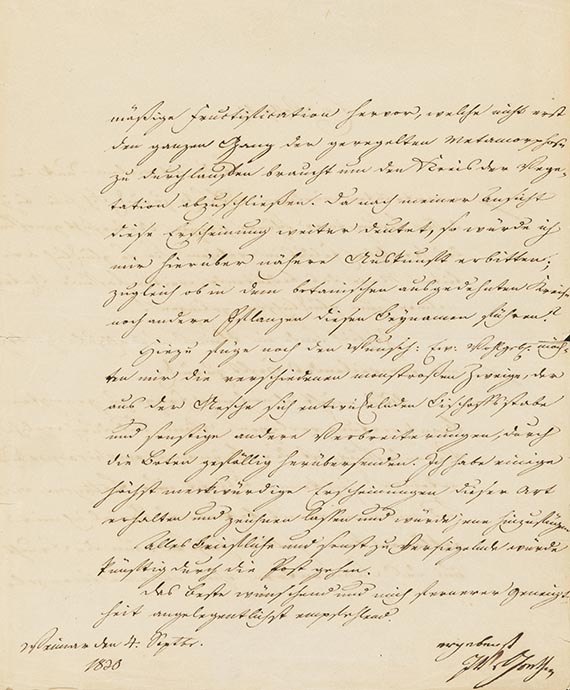Johann Wolfgang von Goethe - Brief von Schreiberhand an Botaniker F. S. Voigt. 2 S.