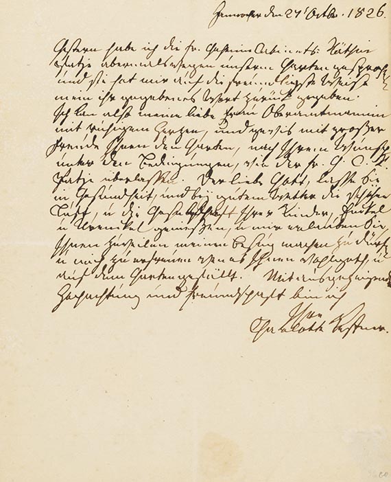 Ch. Kestner - A 11: Brief an Frau Oberamtmann Parz, 1 S.