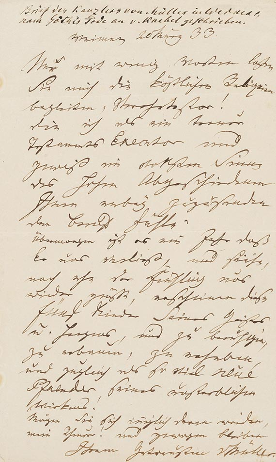 F. von Müller - A 14: Brief an Knebel, 1 S.