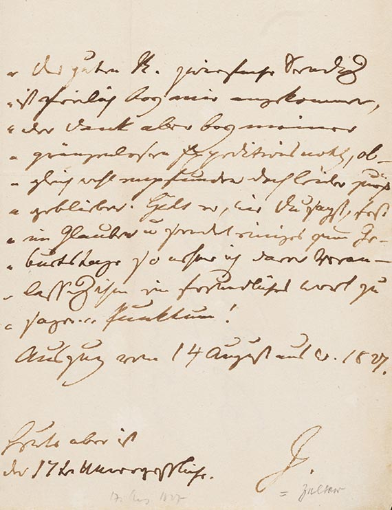 K. F. Zelter - A 17: Brief an Maler Roesel, 1 S.