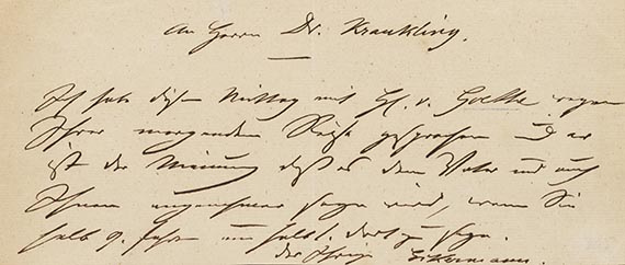 Johann Peter Eckermann - A 22: Brief an Dr. K. C. Kraukling, 1 S.