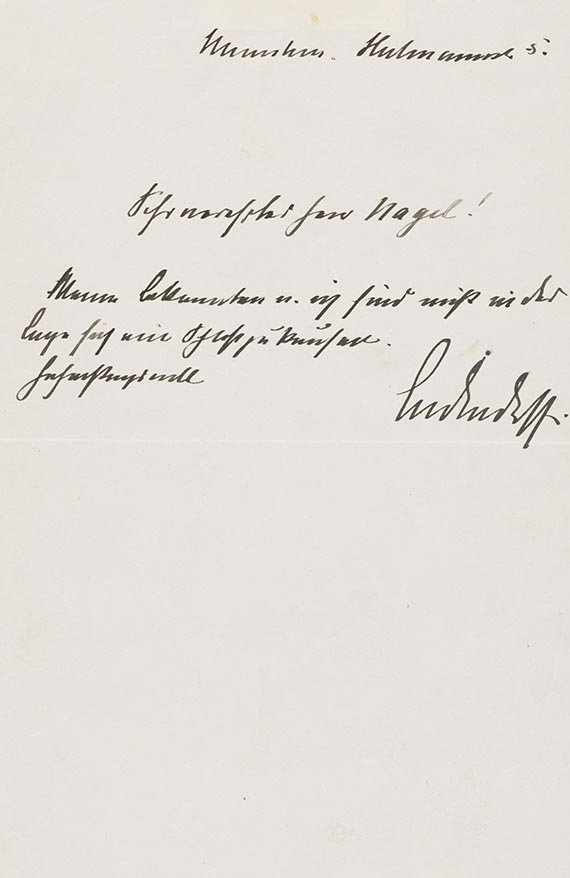 Erich Friedrich Wilhelm Ludendorff - A 25: Brief, 1 S.