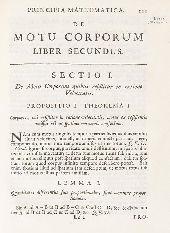 Isaac Newton - Philosophiae naturalis principia mathematica. Editio secunda - Weitere Abbildung