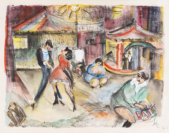 Lou Albert-Lasard - Montmartre. Aquarellierte Lithographie