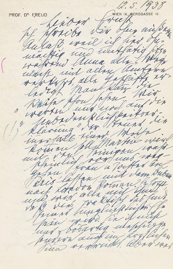 Sigmund Freud - Eigh. Brief m. U. an seinen Sohn Ernst