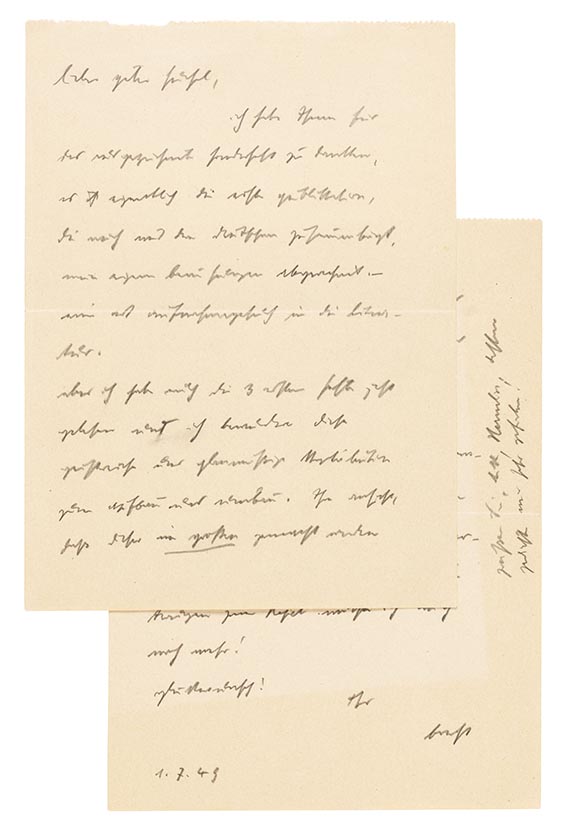 Bertolt Brecht - Eigh. Brief m. U. an Peter Huchel