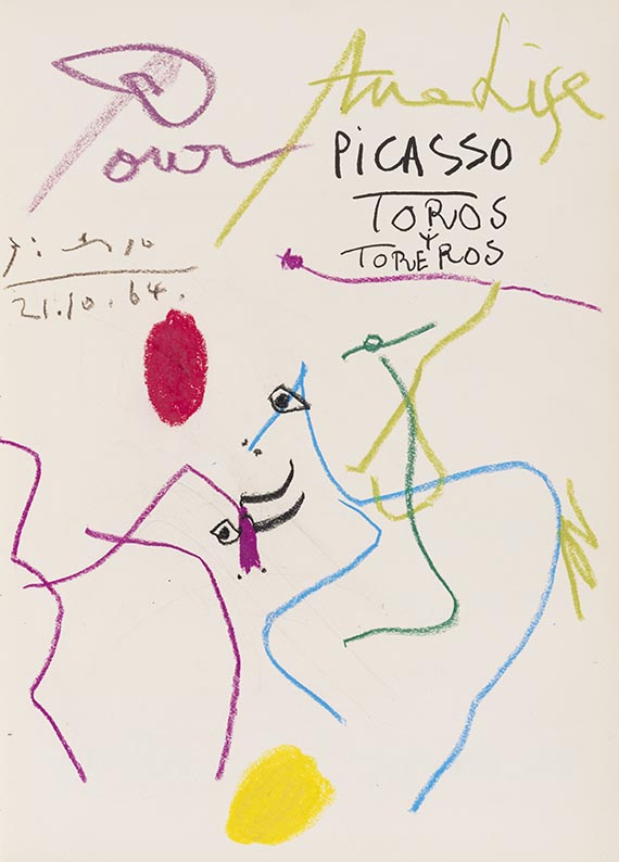 Pablo Picasso - Torros y toreros. Mit Orig.-Zeichnung von Picasso.